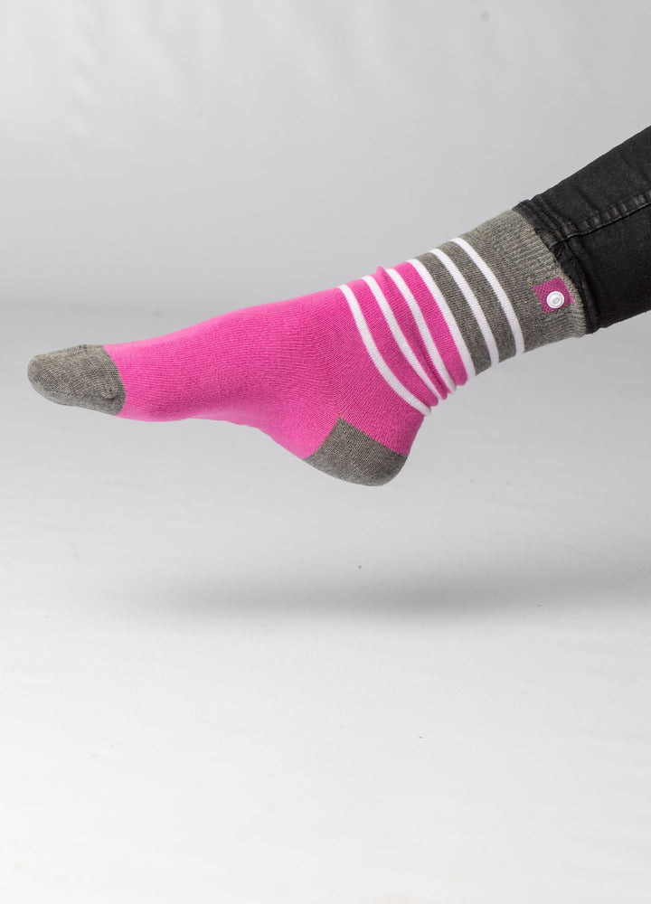 Pink kvinde strømper med går striber 3