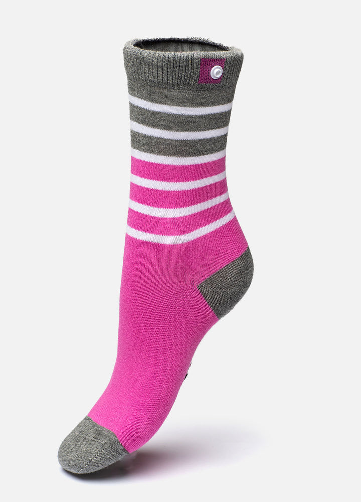 Pink kvinde strømper med går striber 