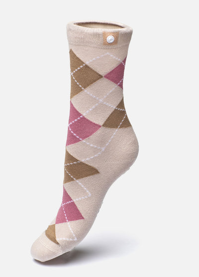 Sandfarvet ternet strømper 